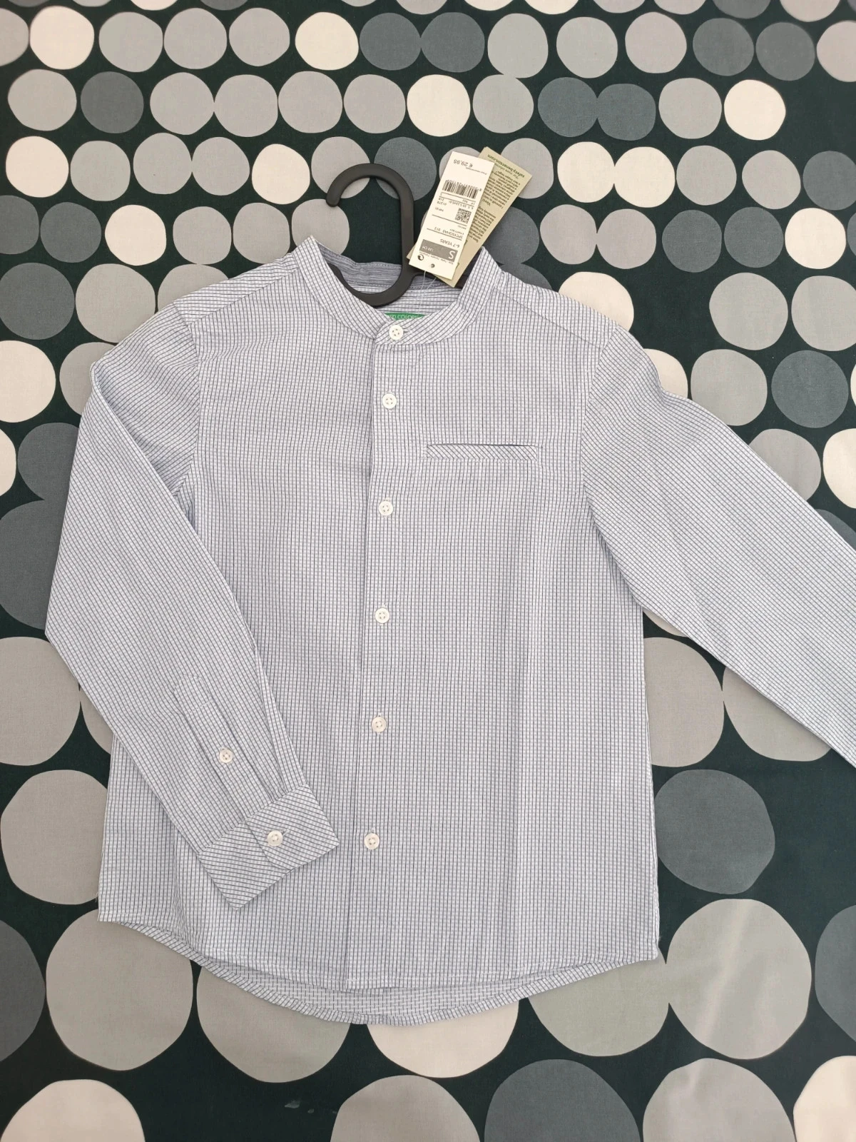 Chemise à carreaux bleue et blanche de Benetton - 6/7 ans